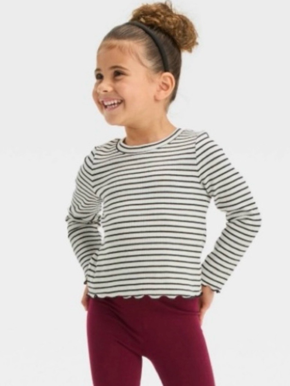 Toddler Girls' Rib Long Sleeve T-Shirt - Cat & Jack™ Black Size 18M 
new